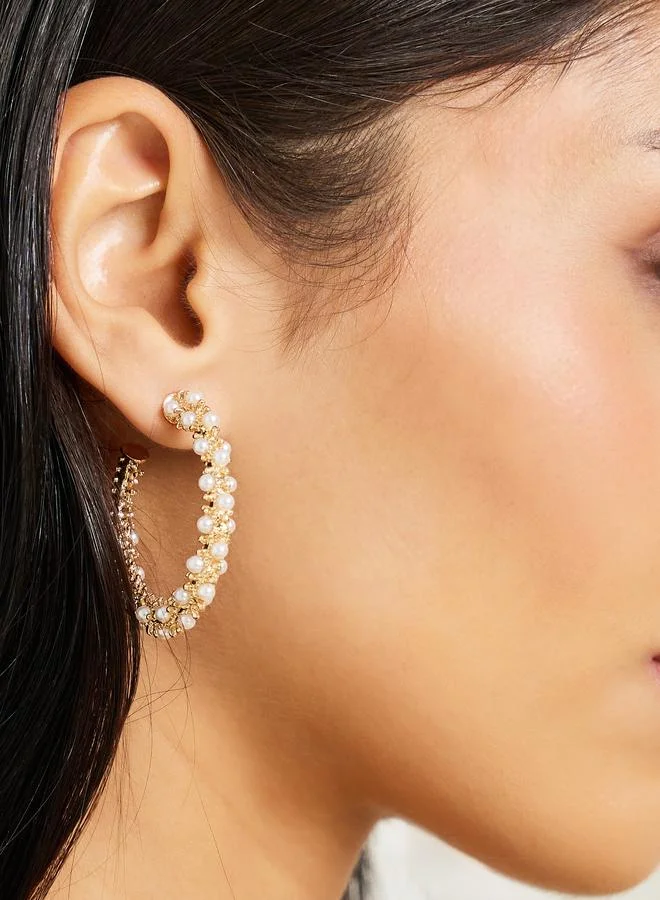 ستايلي أقراط دائرية بلؤلؤ